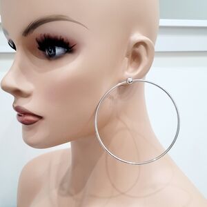 Brand New Forever 21 Silver Large Hoop Earrings